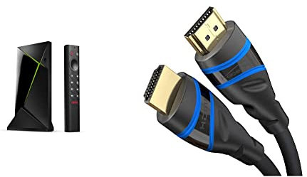 NVIDIA SHIELD Android TV Pro Multimedia Player; 4K HDR Filme, Live Sport, Dolby Vision-Atmos, KI-unterstützte Video-Hochskalierung & KabelDirekt – 8K/4K HDMI-2.1-Kabel – 1 m (schwarz)