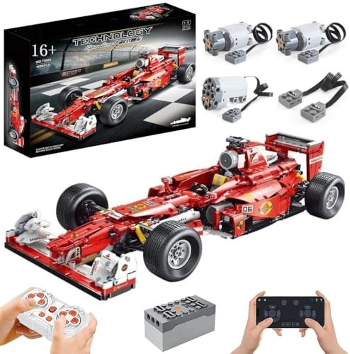 Technik F1 Auto für Farrari F138, Mit Motoren Set, 1:8 Groß Formel 1 Auto Modellbausatz, 1698 Teile MOC Klemmbausteine Auto Bausatz, Kompatibel mit Ferrari Technik F1 Auto