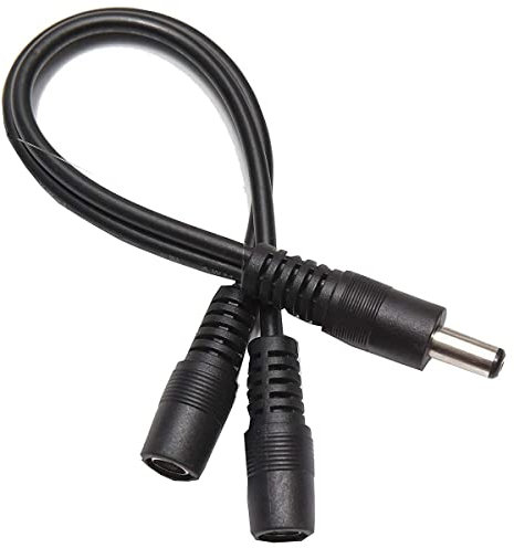 CABLEPELADO Cable Divisor Corriente CC | Cable Splitter CC de 2 vías Hembras | 18AWG | 30 cm Longitud | DC 5.5x2.1mm | Voltaje MAX 12V | Apto para cámaras de vigilancia CCTV, Router, DVR y más