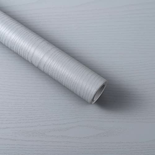 Abyssaly Sticky Back Plastic Wood Effect Vinyl Wrap Self Adhesive Wallpaper Light Grey 60cm X 600cm Waterproof Peel and Stick Wood Wallpaper for Decorative Furniture Kitchen Countertop Table