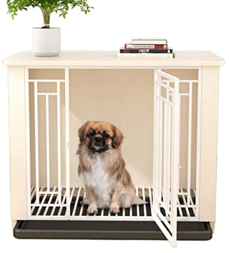 Kleiner Hundekäfig Indoor-Hundehütte Mit Toilette Katzenstreu Haustierhaus Aus Holz Top-Aufbewahrung Für Die Hundevilla Kleintierkäfig