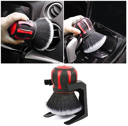 AUCELI Car Detailing Brush, Ultra Soft Auto Interior Dusting Brush with Storage Rack, Car XL Synthetic Brush Cleaning Tool, Universal Covers Large Area Inside or Outside Vehicles (Red)