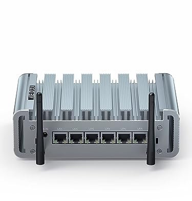 WEIDIAN Fanless PC 2.5GbE, Micro Firewall Appliance 6 I225-V 2.5GbE NIC Ports, OPNsense, Celeron J4125, HD, RS232 COM, USB3.0, AES-NI, SIM Slot, Auto Power on, RTC, VESA (8GB RAM 128GB SSD)