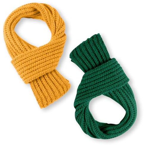 XIHIRCD 2 Stück Kinderschal, Winter Halswärmer Weiche Kleine Strickschals Wiederverwendbare Winterkleidung für Kleinkinder Jungen Mädchen Kinder bei kaltem Wetter (Ingwer, Grün)