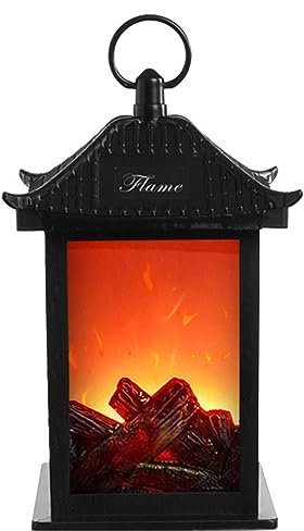 KERALI Lanternes de cheminée, lanternes de cheminée électriques, lumière LED simulation effet flamme bûche, rechargeable par USB, cheminée à piles, cheminée de table pour intérieur et extérieur
