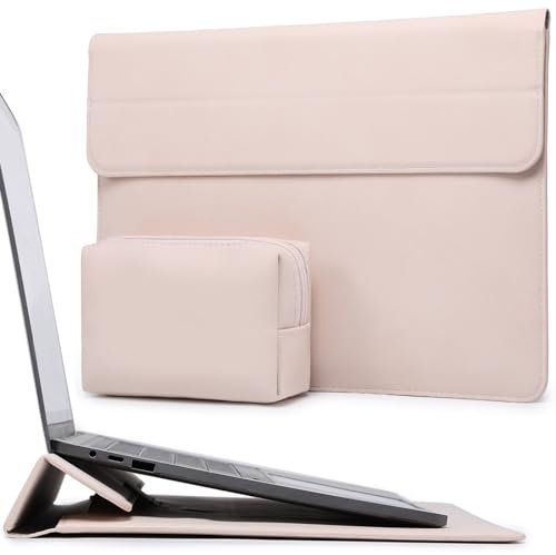 HYZUO 13 Zoll Laptop Hülle mit Standfunktion für 2025-2018 MacBook Air 13 M4 M3 M2 M1, 2025-2016 MacBook Pro 13 M2 M1, 13 iPad Pro/Air M4 M2 2024, Surface Pro 11/10/9/8, mit Kleine Tasche, Aprikose
