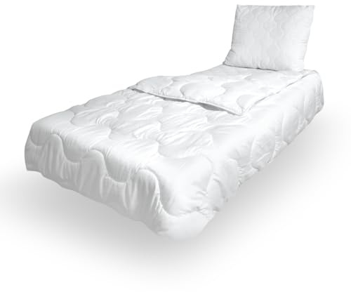 King Matratzen Ganzjahresdecke + Kissen Set - Antiallergisch I Mikrofaser + Poliester I Schöne Steppung (135x200cm Decke + 1x Kissen 80x80cm)