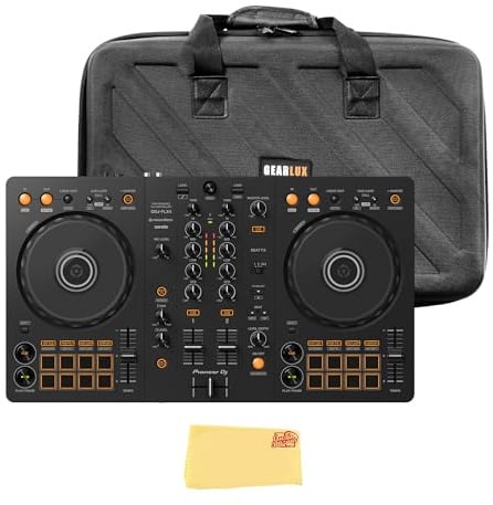 Pioneer DJ DDJ-FLX4 2-Channel DJ Controller - Black Bundle with Carrying Case and Austin Bazaar Polishing Cloth