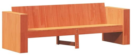 vidaXL Gartensofa 3-Sitzer, Gartensessel mit Armlehnen Rückenlehne, Bank Sofa für Garten Terrasse, Gartenmöbel Gartenbank, Wachsbraun Massivholz Kiefer