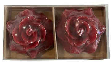 BLUECHOLON Decorative Red / White Rose Shaped Candles Set of 2 Scented Floating Candles Gift Box (Red)