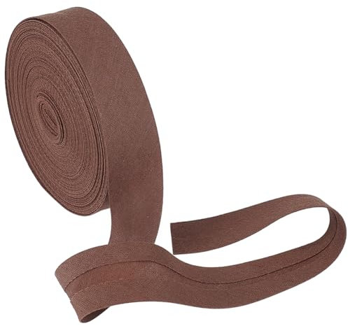 BENECREAT 10.9 Yards/ 10M Einfach Gefaltetes Schrägband, 18mm Breites Kokosnussbraunes Polycotton-Schrägband, Saumband Zum Nähen von DIY-Kleidungsstücken, Nähen, Rohrleitungen, Quilten