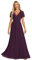 Ever-Pretty Vestito Donna Elegante Cerimonia Lungo Brillante Pieghe Maniche a Volant Stile Impero Abito da Sera Donna Viola Begonia 40