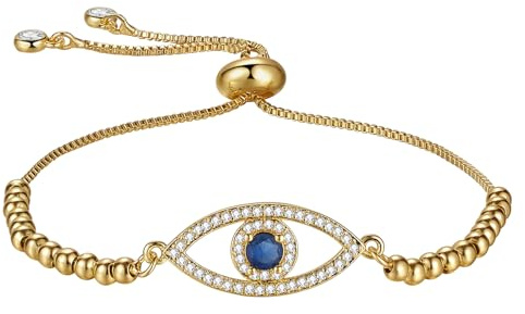 Cupimatch Armband Damen Böser Blick: Blaue Nazar Auge Damenarmband Evil Eye Armkette Amulett Armschmuck für Mädchen Frauen