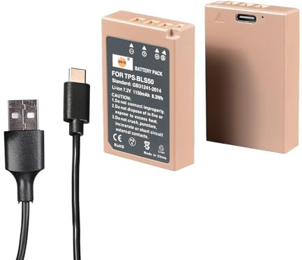 DSTE 7.2V (2-Pack) TPS-BLS50 Replacement Battery with USB Type C Charging Cable Camera Battery Compatible with E-PL2 E-PL3 E-P3 E-PM1 Stylus 1 OM-D E-M10 E-PL6