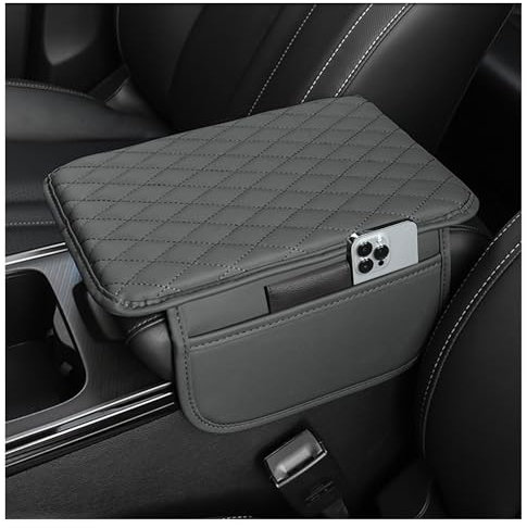 Upgraded Mittelkonsole Auto Armlehnenschoner,Microfiber Leder Auto Armlehnen Polster mit 2 Autositz Organizer Aufbewahrungstaschen,Universelle Auto Zubehör Innenraum für Armlehne Auto (Grau)