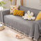 Bishilin Sofabezug Ecksofa 3 Sitzer, Überwurf Sofa Katzenschutz 180x300CM Grau mit Quasten Couchbezug Eckcouch Universal