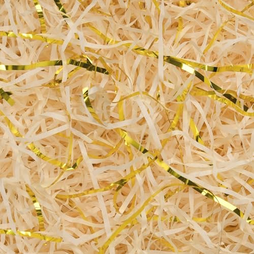 HXJDAM Champagner und Gold Geschenk Füllmaterial - Geschreddertes Papier Für Geschenkbox, Pakete