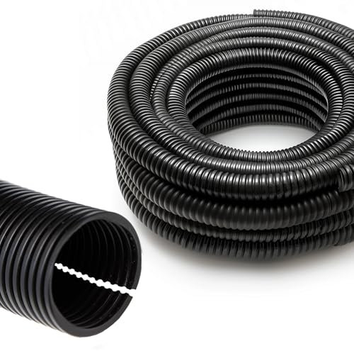 VIALIA Kabelschutzschlauch geschlitzt 2m x 8,5mm, Flexibles und UV-beständiges Wellrohr aus Polypropylen, stabil und biegfest, Temperaturbereich -40°C bis 130°C, schwarz