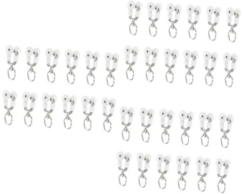 STOBAZA 36stücke Geräuschlose Vorhangschienenrollen Mit Haken Praktische Langlebige Und Leichtgängige Gardinenrollen Aus Edelstahl Für Fenster Und Duschvorhänge