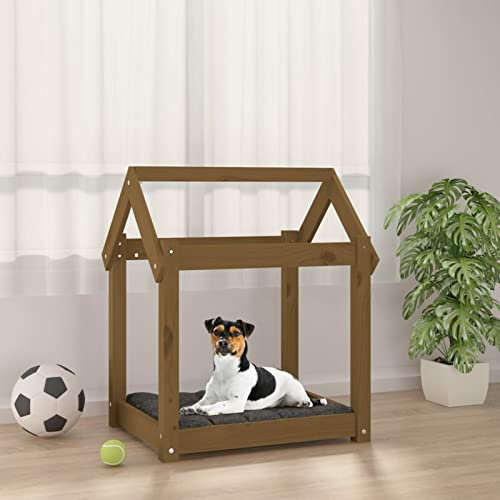 Homgoday Hundebett Hundesofa Hundebetten Haustiersofa Hundebett Hundecouch Katzensofa Welpenbett Haustierbett Hundeschlafplatz Honigbraun 61x50x70 cm Massivholz Kiefer