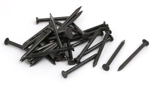 TOP-VIGOR Clout Nails 25mm, 30Pcs 2.4mm Black Carpet & Upholstery Tacks | Galvanised Roofing Felt Tacks, Extra Large Head Clout Nails for Shed Roofing, Fencing, Woodwork, Furniture, Construction