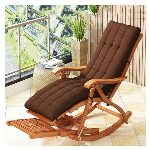 SZITW Schaukelstuhl aus Holz mit Armlehne und Fußmassagekissen, Klappstuhl mit Polster, Liegestuhl für Wohnzimmer, Lesestuhl für Schlafzimmerlounge