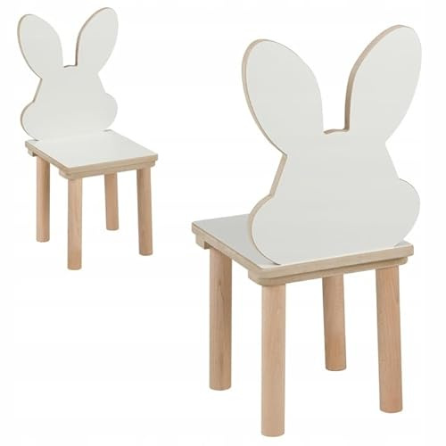 PlayPals Furniture Kinderstuhl Kaninchen 60 x 32 x 32 cm, Sitzhöhe 27 cm unlackiert Holz, Kinderzimmermöbel, Kinderzimmerstuhl Holzstuhl