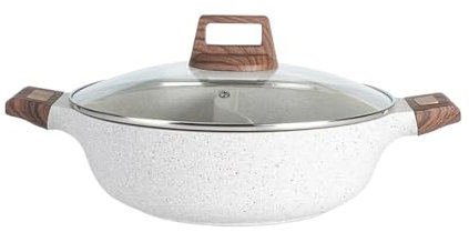 BOGAZY Vintage Hot Pot Double-flavor Shabu Shabu Pot With Divider Dual Sided Nonstick Hot Pot Divided Stockpot Shabu Cooker(32cm)