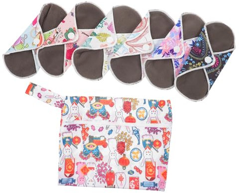 Ipetboom 1ensemble Coussins Hygiéniques Lavables Pour Femmes Serviettes Menstruelles Réutilisables Motifs De Rangement Confort Et Absorption Optimale