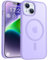 PuyaTeya für iPhone 13/14 Hülle, mit Magnetisch, Militärschutz Transluzent matt stoßfest Anti-Kratzen/Anti-Fingerprint/Anti-Glatte Handyhülle für iPhone 13/14 (Hell Lila)