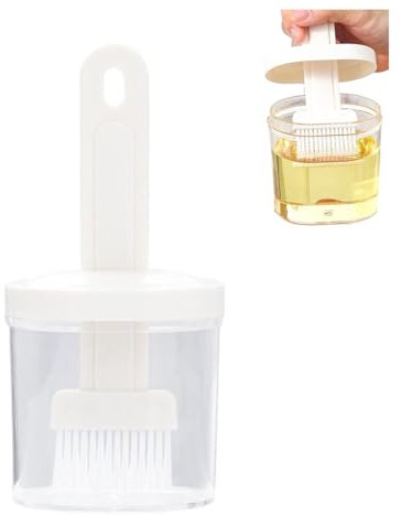 Garegce Cooking Oil Dispenser with Brush, 2 in 1 Heat Resistan Oil Bottle with Brush for Cooking Pastry, Baking BBQ, Sauce, Grill, Frying - White