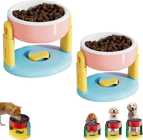 Gamelle à ventouse relevable pour animaux de compagnie, gamelle réglable en hauteur pour nourriture et eau pour chiens et chats, protège la colonne cervicale, mangeoire surélevée antidérapante en acie