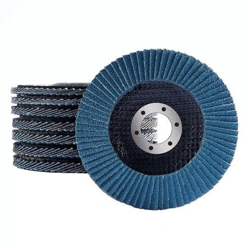 HKB Zirkonia Fächerschleifscheiben, 16 Stück, Ø 125 mm x 22,23 mm, blau | Schruppscheiben, Korn 40/60/80/120, jeweils 2 Stück pro Körnung, Zirconium