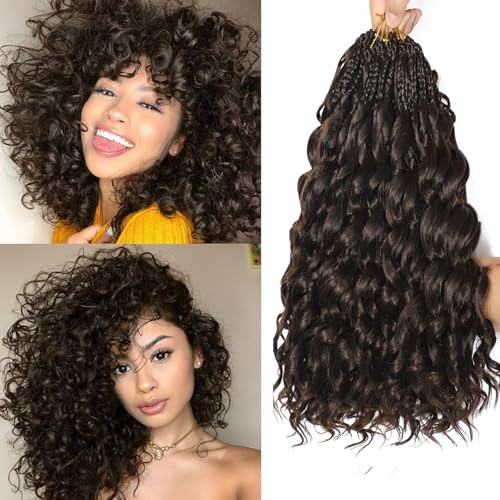 FLWAI Pre Looped Ocean Wave Crochet Hair 14 Inch 8 Packs Boho Style Hair Extensions Short Curly Crochet Hair Pre Twisted Synthetic Deep Wavy Curly Braiding Hair for Women (4#)