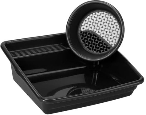 Large Black Plastic Potting Tray with 1/2 Garden Soil Sieve Riddle - Greenhouse Plant Pot Planting Tidy Work Table