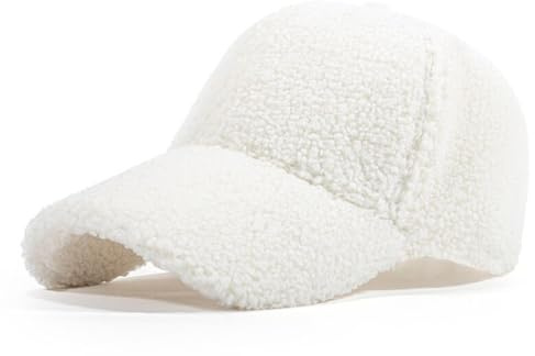 CHENNUO Cappello da Baseball in Lana d'Agnello, Inverno Berretto con Visiera Baseball cap Donna Regolabile