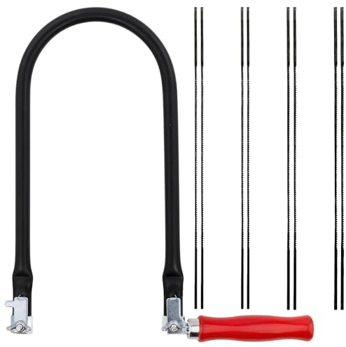 Laubsäge Set, 310mm Laubsäge mit 8 Laubsägeblätter(4 6 8 10), Montageschlüssel und Laubsägebogen für Metall und Holz Eisensäge, für Präzise Schnitte und Linienbearbeitung