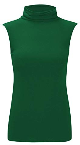 Sleeveless Polo Comfy Womens Tops for Women High Turtle Neck Stretchy Casual Wear Plain T Shirts Roll Vest Ladies Jumper UK 8-22