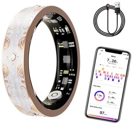 Hoorawwi Smart Ring Fitness Tracker for Women, Bluetooth Fitness Health Ring w/Heart Rate & Sleep Monitor for iPhone 17 16 15 14 13 12 11 Pro Max Samsung Galaxy S25 24 23 22 21 Fe Ultra, White #8