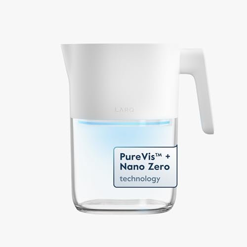 LARQ 1,9L Pitcher PureVis | UV-Selbstreinigender Wasserfilter für Leitungswasser | Entfernung von Chlor & PFAS | App-Tracking | Pflanzenbasierter Filter | 2 Jahre Garantie | Pure White