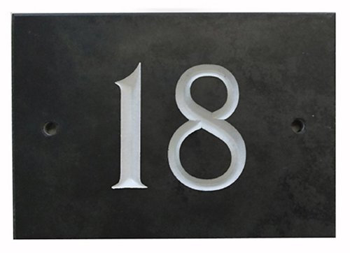 The House Nameplate Company Slate House Number, Charcoal Grey,Number 18