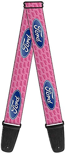 Buckle-Down GS-WFE007 Guitar Strap - Ford Oval w/Text PINK REPEAT