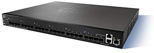 Cisco 22 Ports 10 Gig ETH SFP+, 2 Ports 10 Gigabit Ethernet 10G Base-T Copper Port (Combo with SFP+), 1 Port Gigabit Ethernet Management Hub SG350XG-24F-K9-EU Noir