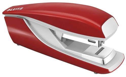 Leitz Cucitrice da Ufficio Flat Clinch, Capacità fino a 40 Fogli, Design Ergonomico in Metallo, Include Punti, Gamma NeXXt, 55050025, Rosso