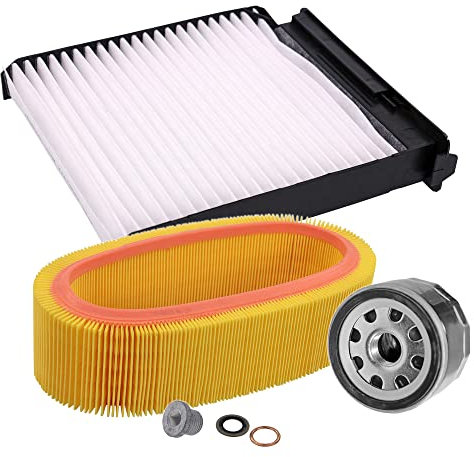 BESTPRICE Set di filtri di ispezione con 1x filtro aria, 1x filtro abitacolo, 1x filtro olio incl. vite e anello di tenuta, compatibile con DACIA LOGAN, SANDERO, RENAULT LOGAN, SANDERO/STEPWAY