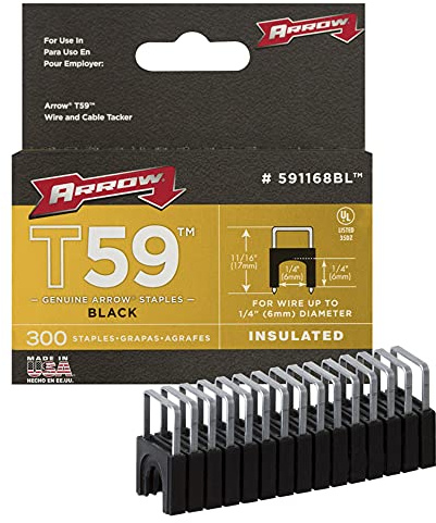 Arrow Insulated Staples (300) 6x6mm - Black ARR591168BL