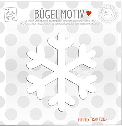 Bügelbild Schneeflocke 9,5 cm x 8,5 cm WEISS Flockfolie Aufbügler Applikationen Bügelsticker für Stoffe Textilien Kinder zum Aufbügeln Flicken