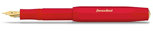 Kaweco CLASSIC SPORT Fountain Pen Red with 23 Carat Gold-Plated Steel Nib and Iridium Tip for Ink Cartridges I Sport Fountain Pen 13 cm I Nib: F (Fine)