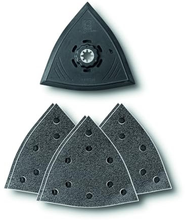 Fein Schleifset (Aufnahme Starlock Plus, Kantenlänge 130 mm, 1x Schleifplatte, je 2xSchleifblätter Korn 60, 80, 180) 63806204210