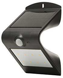 Luceco Solar Guardian Angled Wall Light Outdoor, with PIR Motion Sensor, 1.5 Watts, Black